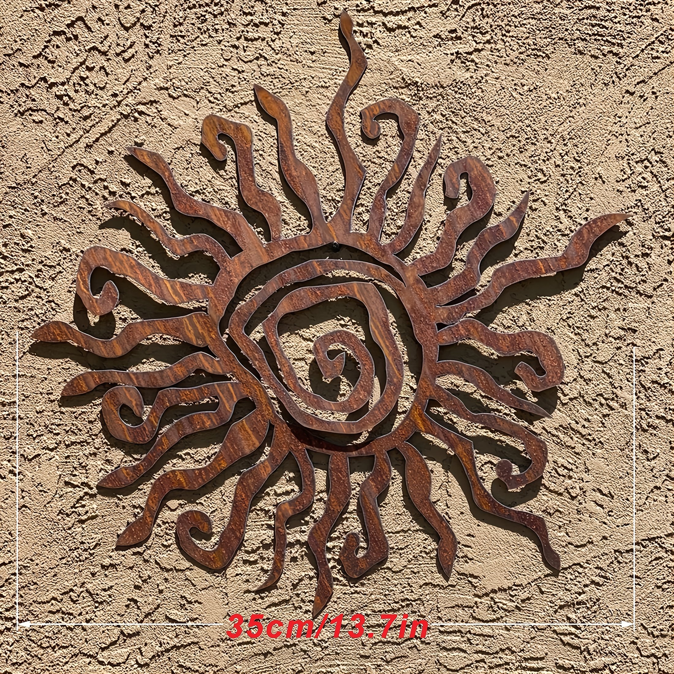 TEMU Rustic Wall Decor - Durable Iron, Indoor & Outdoor Metal Art, Rusty Golden Finish, No Power Needed, Perfect For Garden Or Patio, Garden