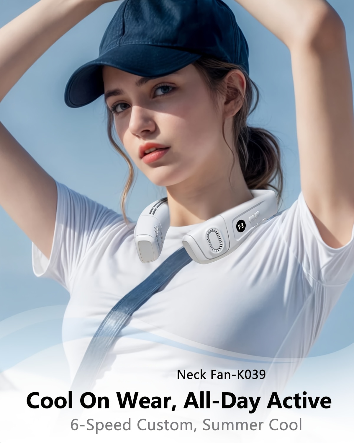Neck Air Conditioner Portable, Up-down Airflow Portable Neck Fan, 360° Full-body Cooling Neck Fan, 5200mAh Rechargeable Neck Fan Air Conditioner with Large Cooling Plate, Neck Cooler, Cooling Plate, Neck Fan, Portable Fan, Large Airflow, Unisex Gift.