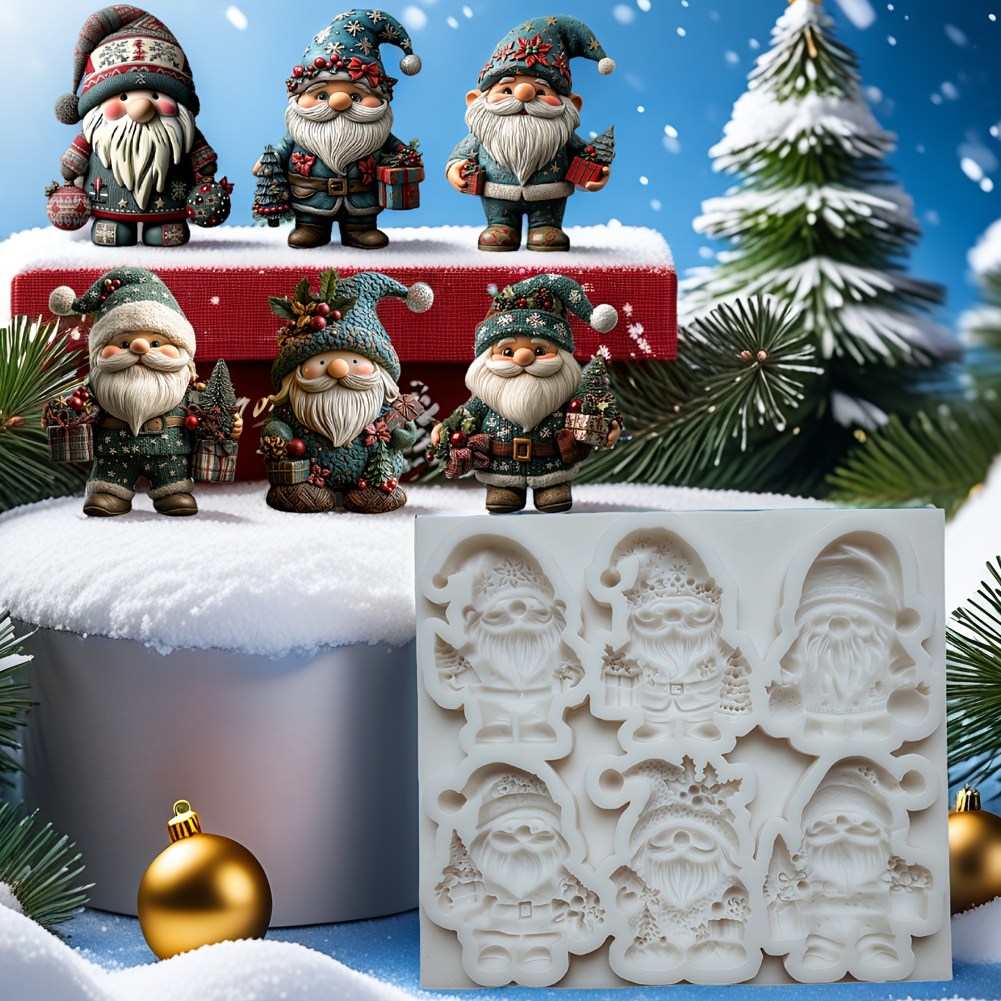 Image of [6 Christmas Gingerbread Silicone Molds] 1pc Unique Stencils Baking Mold, Food-grade , Reusable And Easy Clean, Fondant, Cake Decorating, Chocolate Molds, Festive Holiday Tools
