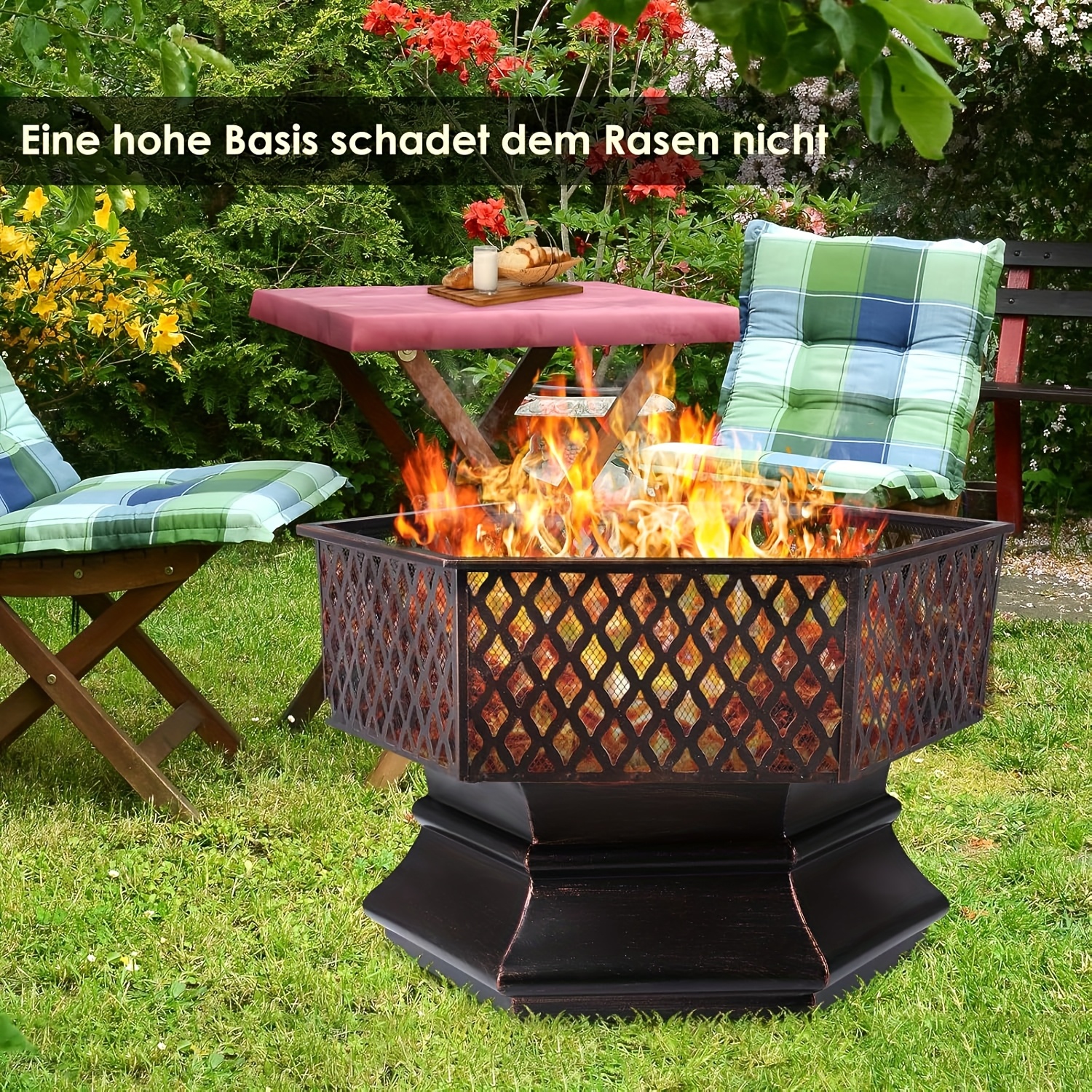 

Fire Bowl, Fire Basket With , Fire Bowls For The Garden, Hexagonal Outdoor Fireplace With Charcoal , Solid And , For Heating