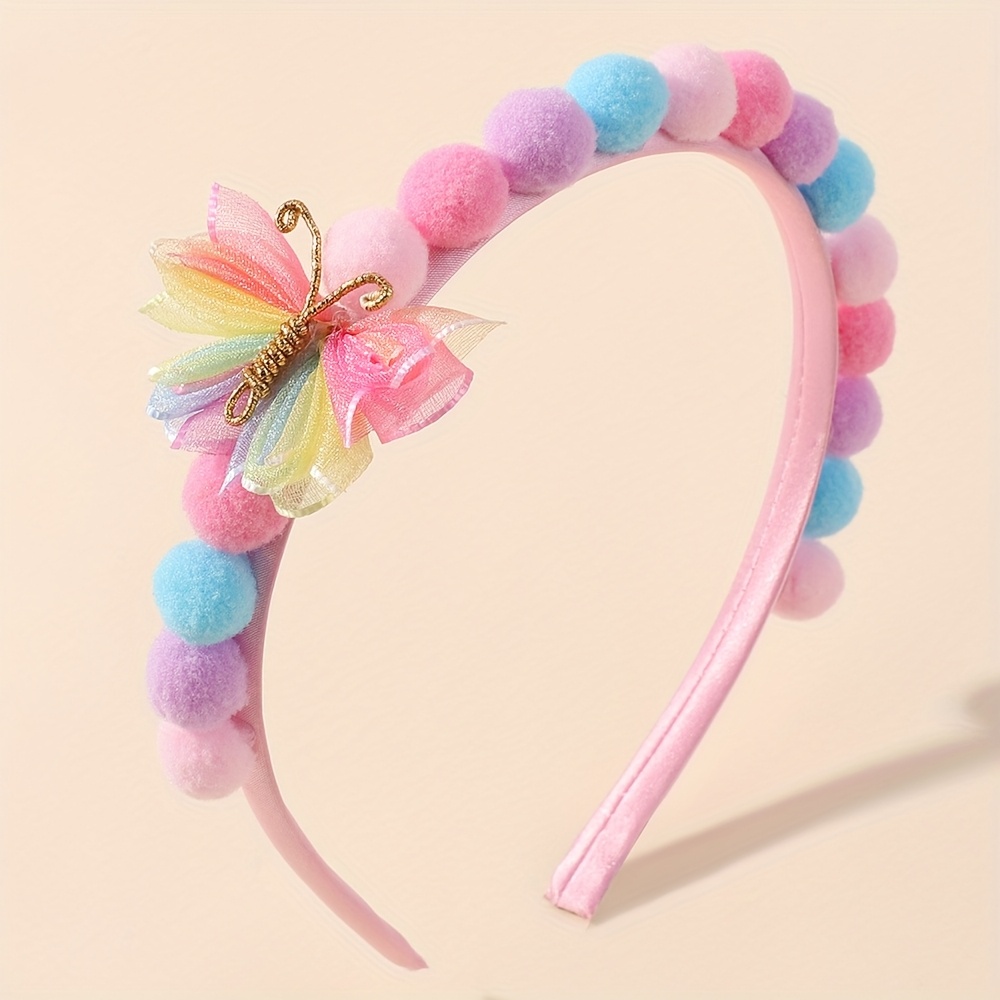 1 Packed Candy-colored Fashion Ball Mesh Headband, Holiday Party Ponytail Accessory, Accessory, Preppy Style Hair Accessory