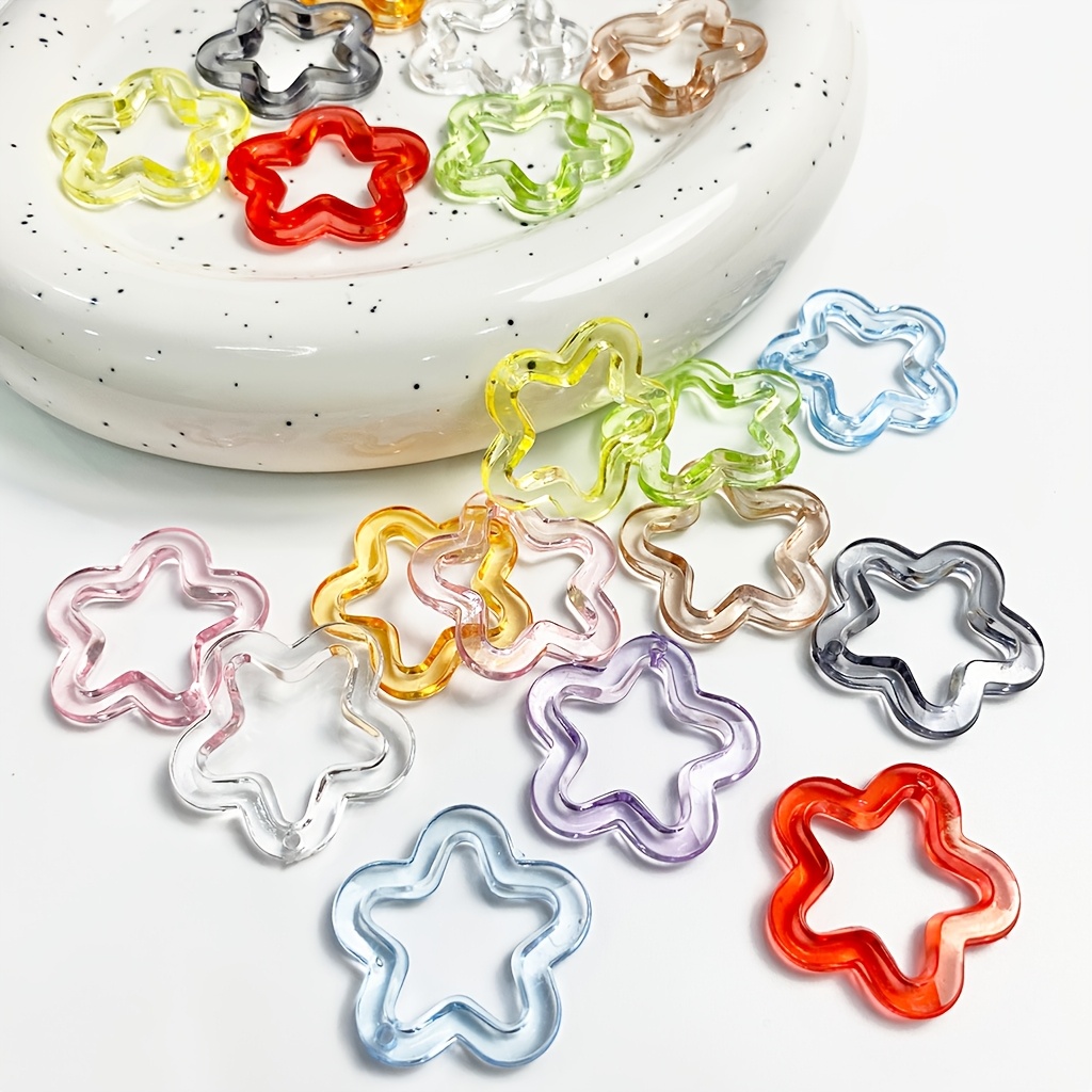 

20pcs 30mm Large Transparent Acrylic Star-shaped Pendants Losoe Beads Fashion Making Accessories For Phone Chain Key Chain Handmade Crafts And Designs And Gift