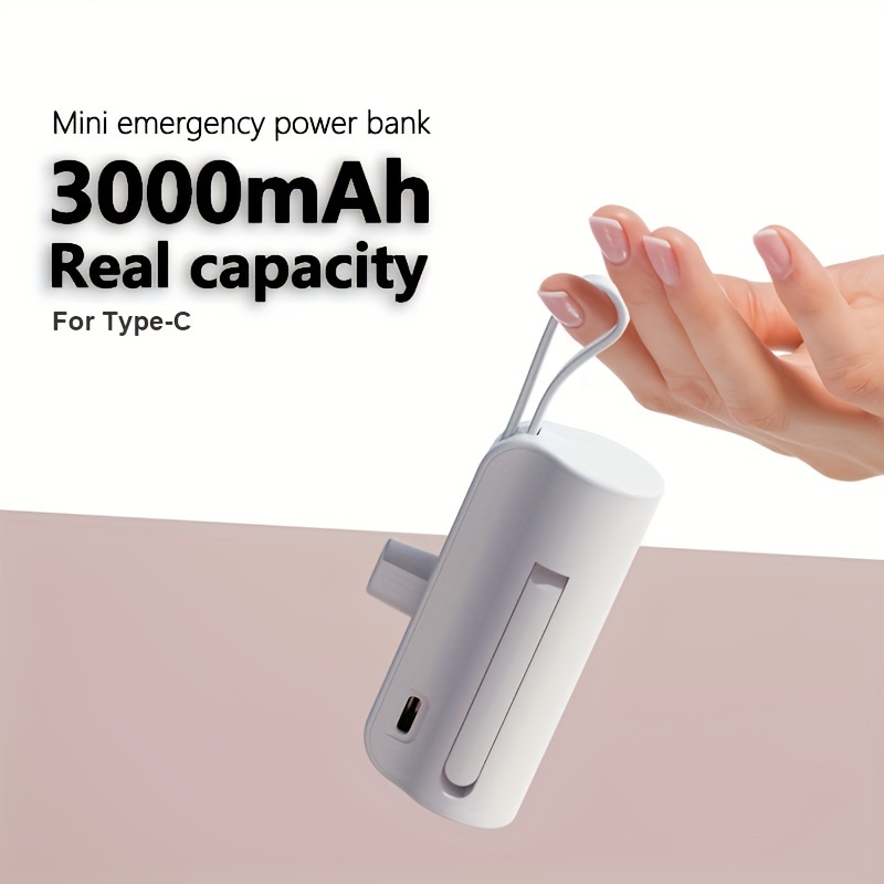 

This Mini Emergency Power Bank With 3000mah Capacity Can Charge 2 Devices Simultaneously. It Also Comes With A Built-in Cable And Stand, Perfect For Emergency Use