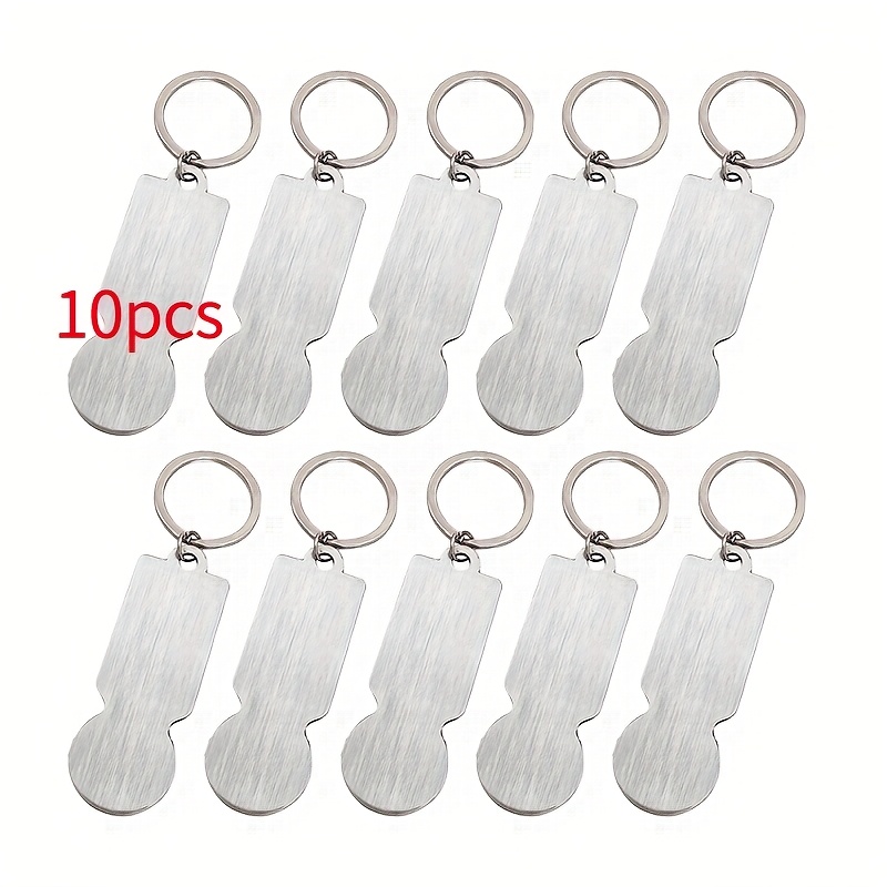 10pcs Stainless Steel Keychain Tags, Blank For Laser Engraving, Diy Crafts, , Durable Metal With Key Ring Attachment