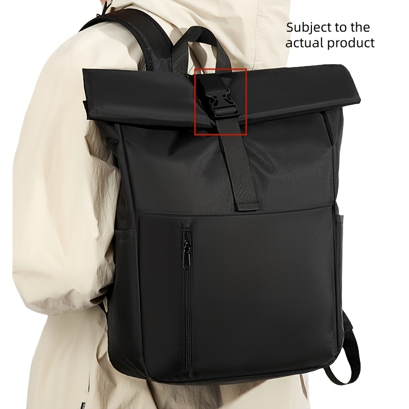Short Trip Hiking Mountaineering Backpack Large Capacity Roll-Top Lightweight Single Shoulder Bag Solid Color Easy Handbag Fashion Commuter Double Shoulder Bag