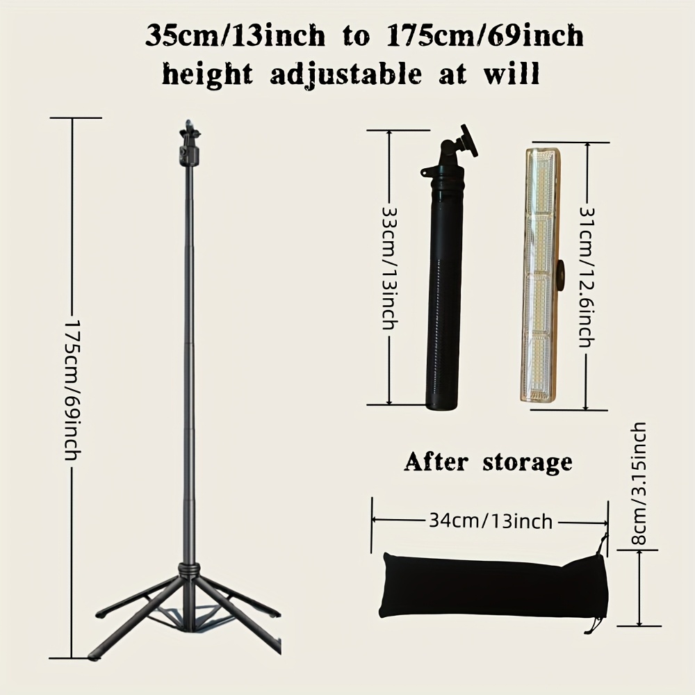 bracket camping light camping light 4 color adjustable temperature portable camping light with 1 75 meter bracket storage bag and flashlight used for power outage charging light camping light maintenance hiking Product details 9