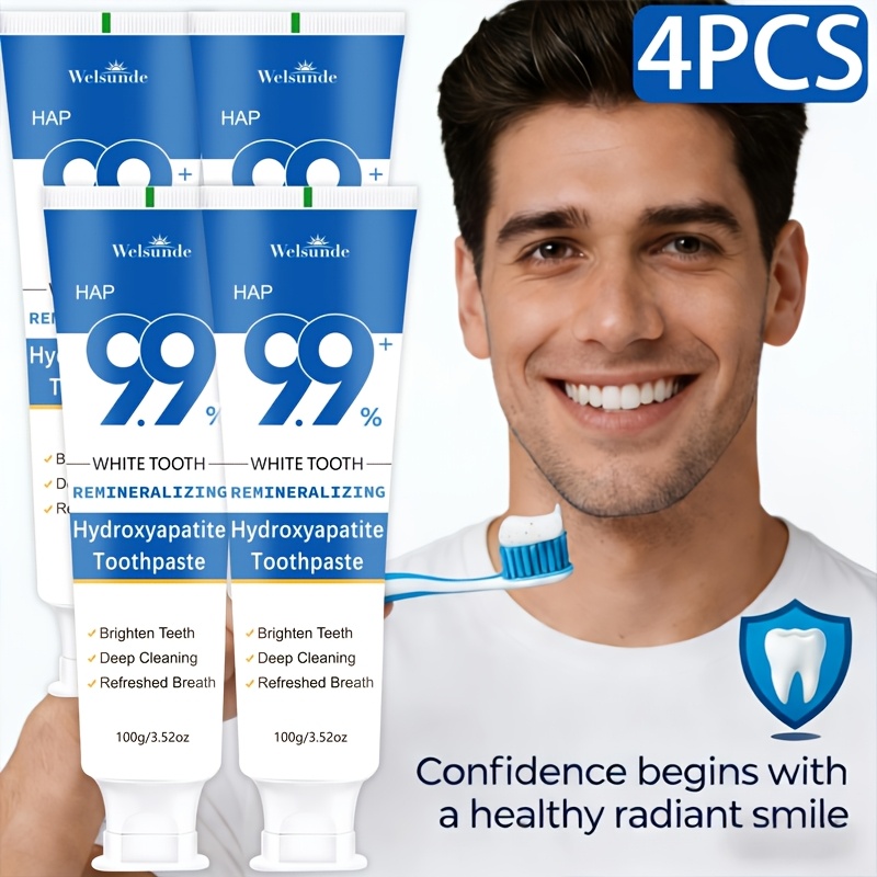 4 Packs Remineralizing Toothpaste, Effect & Deep Cleaning, Polishing & Brightening Teeth, Mint Flavor Helps Keep Breath Fresh, Plaque, Hypoallergenic for Sensitive Teeth, Oral Health & Hygiene, Travel-100g*4, for Everyone Use - Image 11