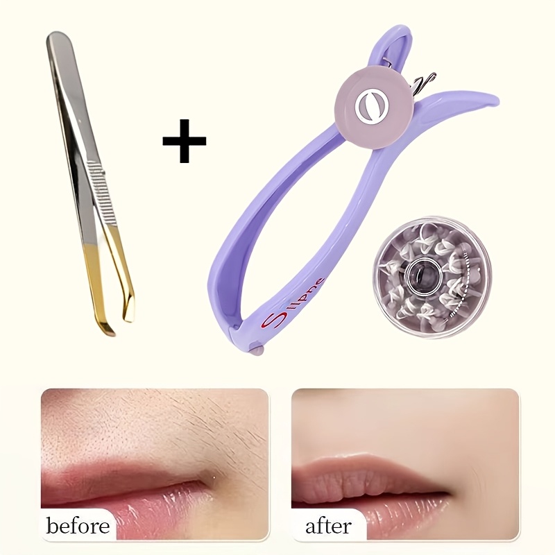 TEMU Ensemble 1 épilateur avec 1 pince à épiler, pince à épiler à ressort à cordelette, épilation du visage douleur pour femmes, pour des poils fins