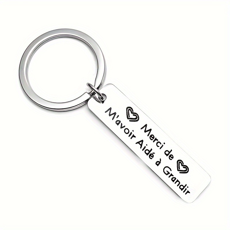 

Stainless Steel Keychain French Engraving " 'avoir Aide A " - Rectangle Letter Key , , For , , Colleagues, And