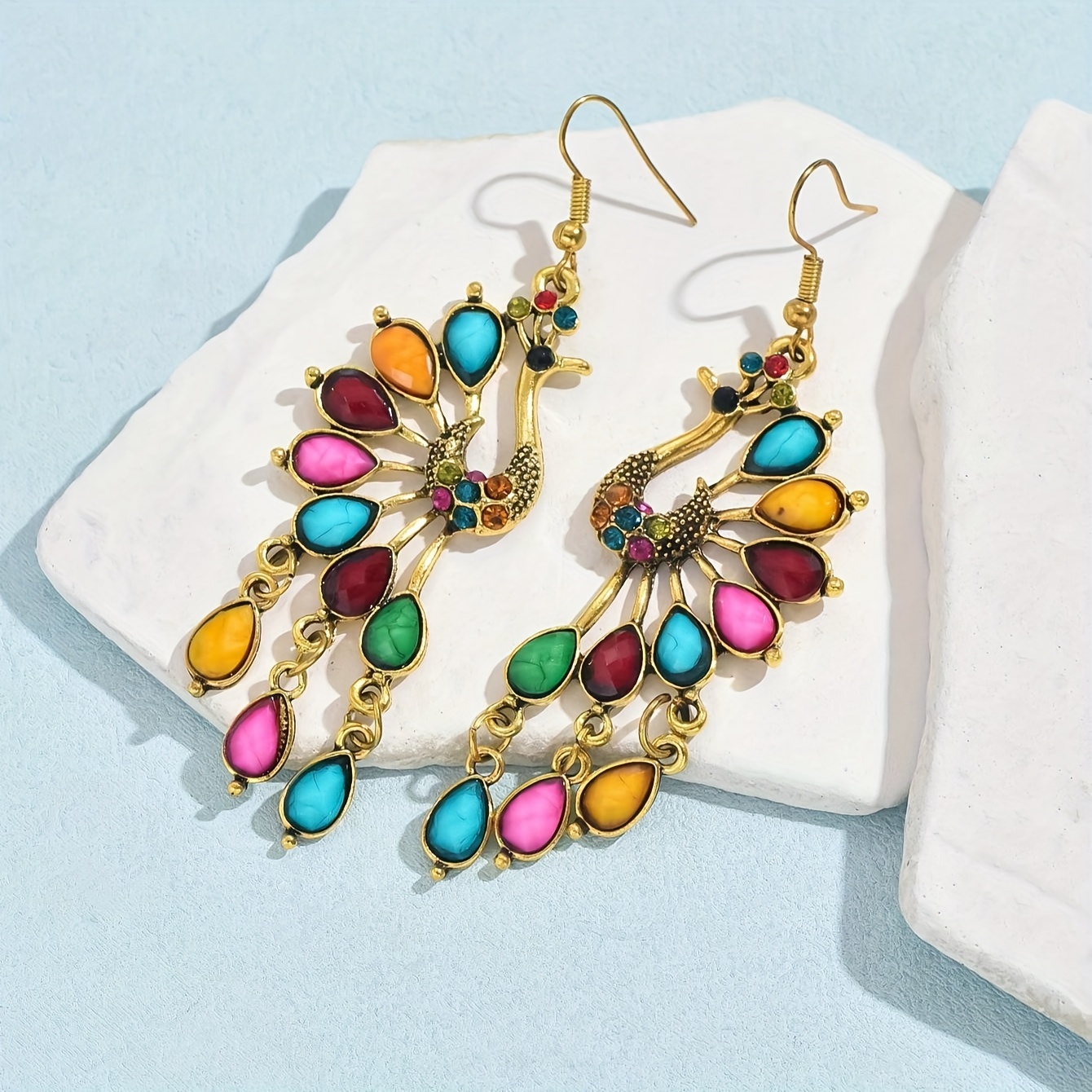 

Vibrant, Elegant Tassel Dangle Earrings With Synthetic Stones - Chic & Casual Fashion Jewelry For Women, Or Celebrations