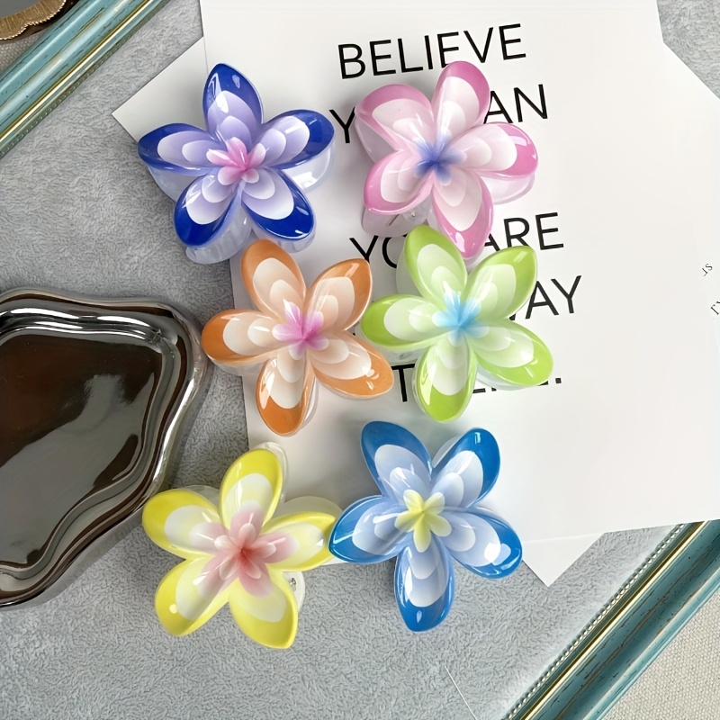 12pcs elegant plaited hair clips with vibrant hibiscus floral prints bohemian style hair accessories for women secure hold for updos ponytails buns valentines day gift idea cute hair clips bunmaking accessories   design durable clips Product details 4