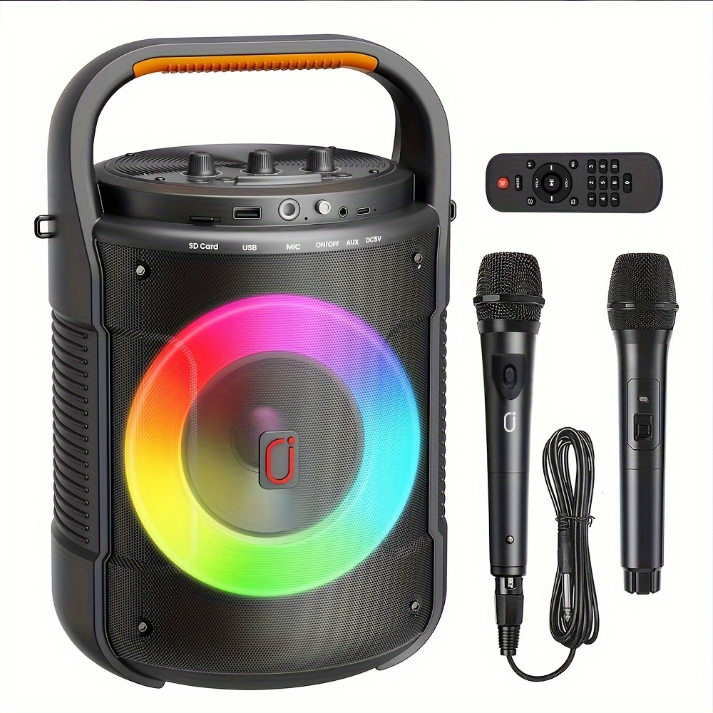 Enceinte Karaoke Complet Haut-Parleur Bluetooth avec 2 Microphones sans Fil  pour Le Chant, Machine de Karaoké Sono Portable Support Bluetooth AUX FM  USB/TF pour Patry la fête Les activités : : Instruments