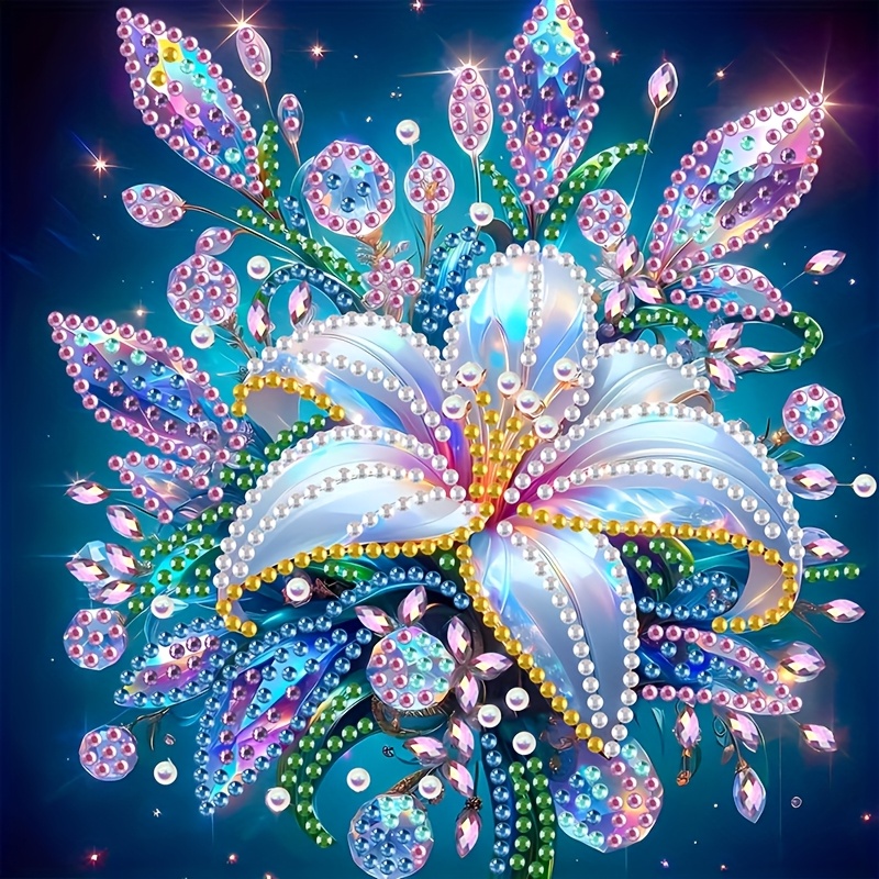Image of Special Shape Mosaic Craft Kit, 5d Diy Flower Lily Diamond Painting For Beginners, Wall Art Decor For Bedroom, Office, And Living Room