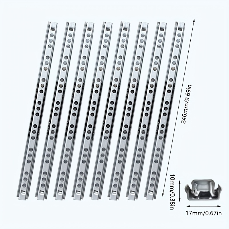 Image of 4/8pcs Metal Drawer Slides, Suitable For Cabinets, Dressing Tables, And Office Desks, Smooth Operation, Two-section Design, Sturdy And Durable - Silvery