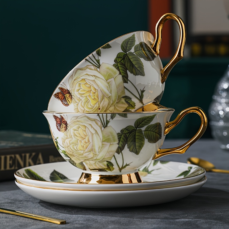 Ensemble De Tasse à Thé Japonais – Porcelaine Marbrée – 2 Tasses Avec Sous-tasses Et Cuillères