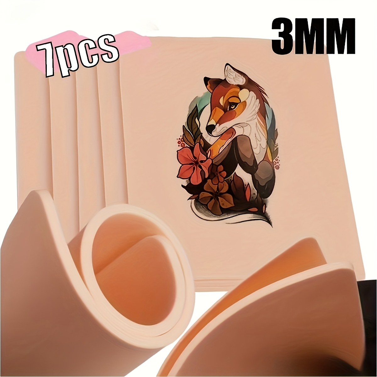 TEMU Realistic 3mm Thick Tattoo Practice Beige [ 21/15/7/2pcs ]- Double-sided Fake Beige With Lifelike Beige Texture & Sturdy Core For Beginners &