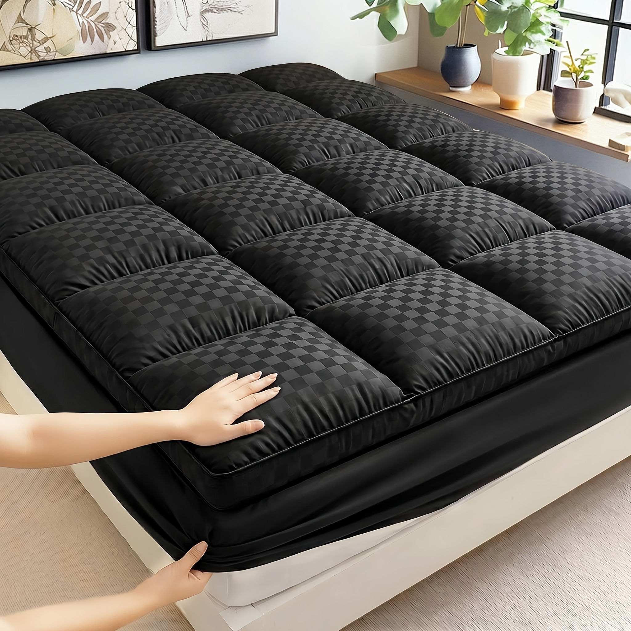TEMU Mattress Pad, Soft Mattress Protector, Quilting Technology, Machine Washable, Strong And Wear-resistant, Easy To Clean, Stretched Into 8-12 Inch Deep Pockets, Enhancing Bed