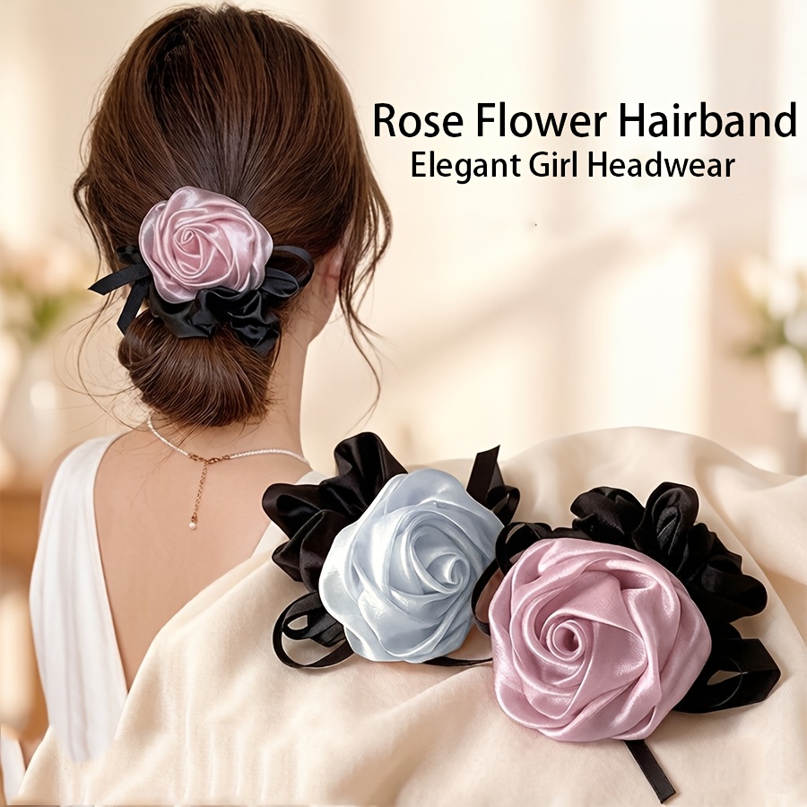 TEMU 2pcs Chouchous Vintage en Satin avec , Nouveaux Chouchous Premium, Bandeau, Corde à Cheveux, Accessoires pour Cheveux