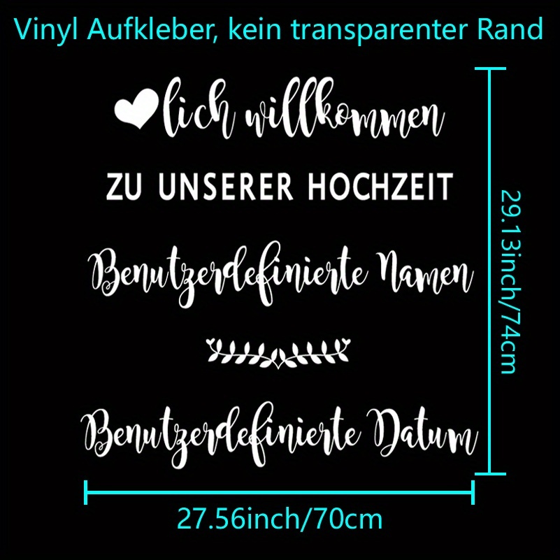 Custom 1pc Wall Sticker For , Featuring Personalized Names And Date, Suitable For Pallet Decoration, Waterproof And Removable