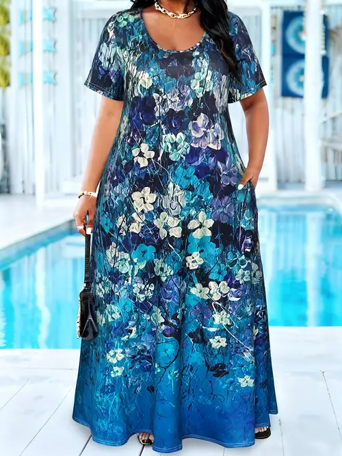 Plus Size - Plus Size - Plus-Size Women'S Dresses for Spring And Summer, Featuring a Vintage Elegant Style with a Full-Body Breathable Round-Neck Short-Sleeve Design * with Watercolor Floral Prints. ... Plus Size - Plus Size - Plus-Size Women'S Dresses for Spring And Summer, Featuring a Vintage Elegant Style with a Full-Body Breathable Round-Neck Short-Sleeve Design * with Watercolor Floral Prints. ...