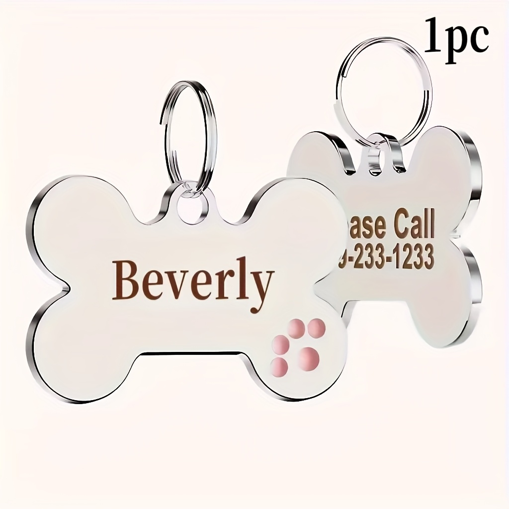 TEMU 1pc Customized Dog Bone Tag - Multicolor Id Hanging Plaque