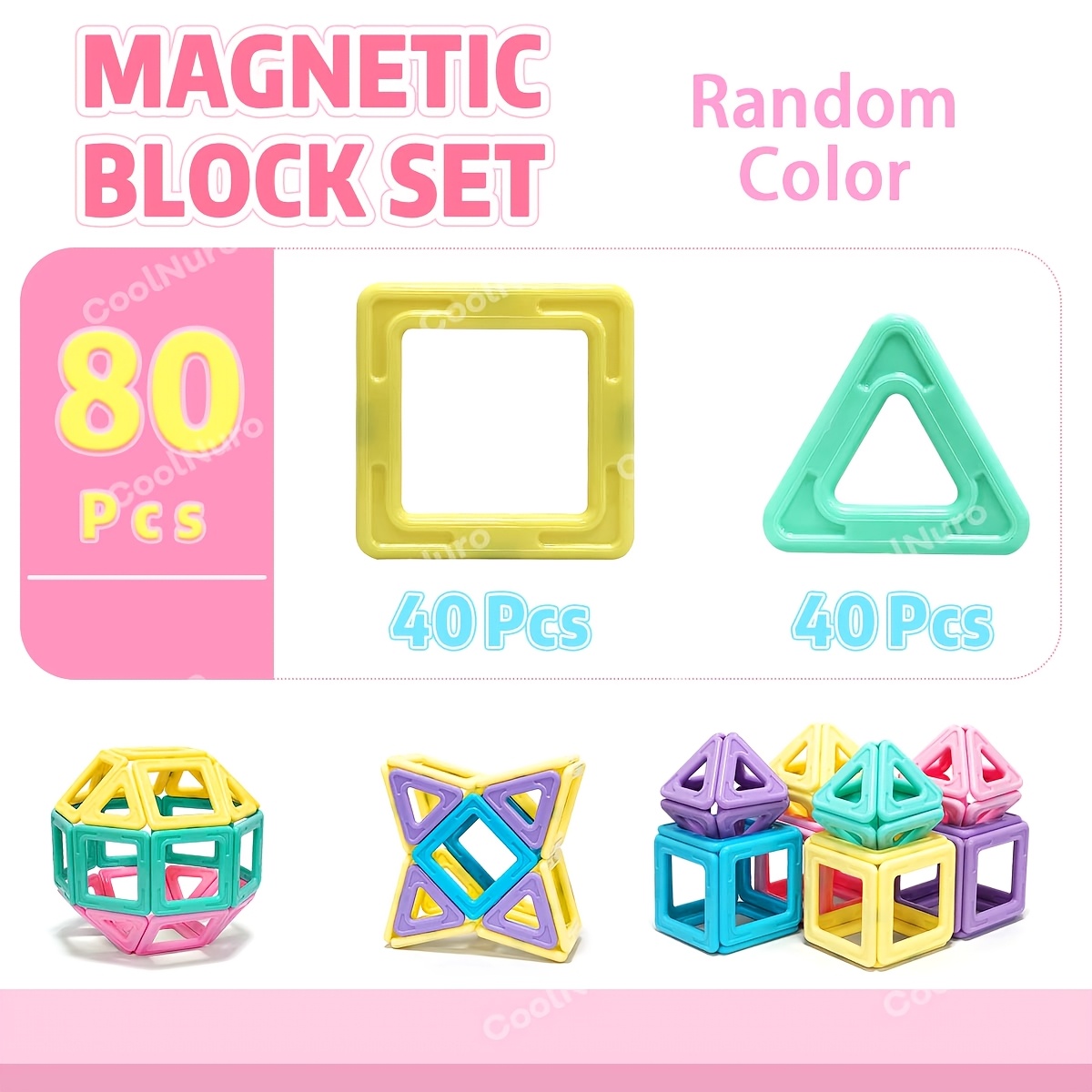Image of Magnetic Building Block Set, Stem Toys Suitable For Boys And Girls, Magnetic Toys For Children's Educational Puzzle, And Building Birthday And Halloween Gifts Suitable For Children.random Color