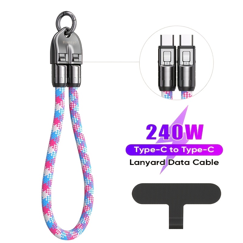 Type-C Lanyard Data Cable, Supports PD240W Fast Charging & Data Transfer