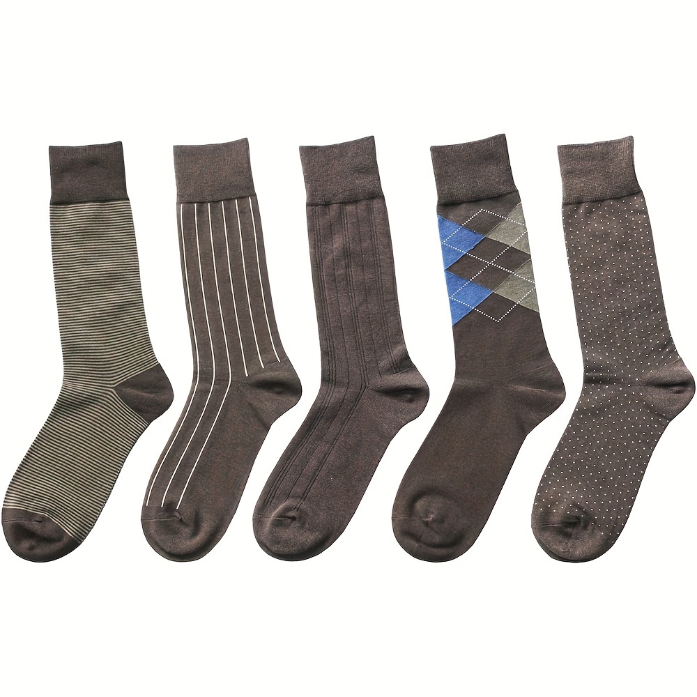 

5 Pairs Of Modal Odor Resistant Dress Socks For Men Cotton Business Crew Socks Patterned Dress Socks Funny