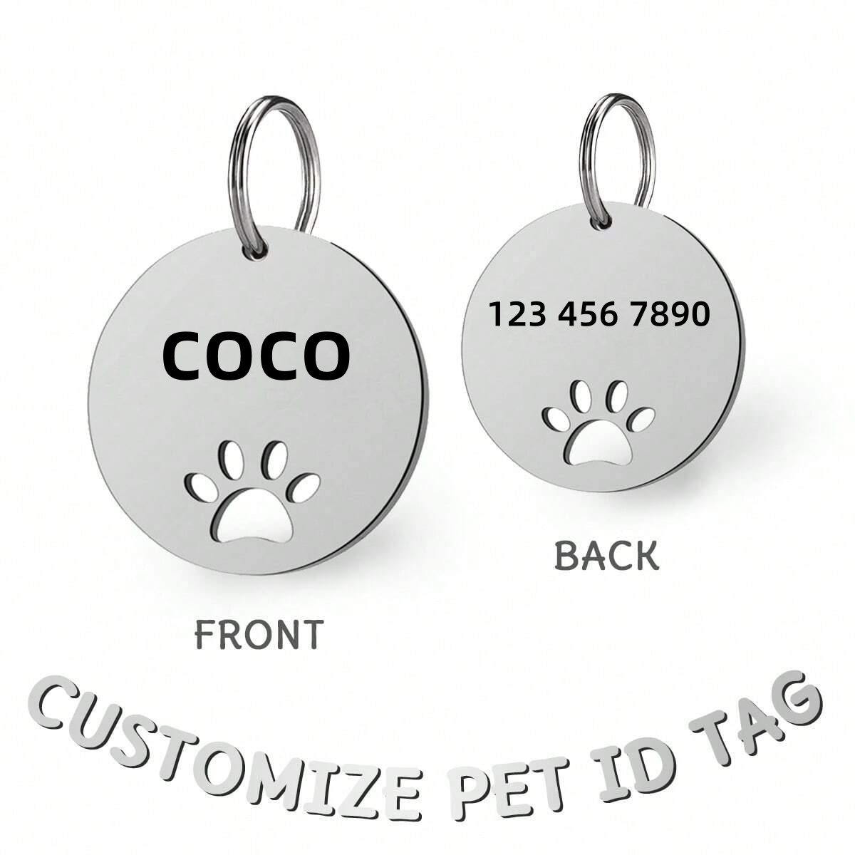 TEMU Customized Pet Round Id Tag-custom Name And Phone Number, Unique Paw Id, Anti-lost Collar Tag