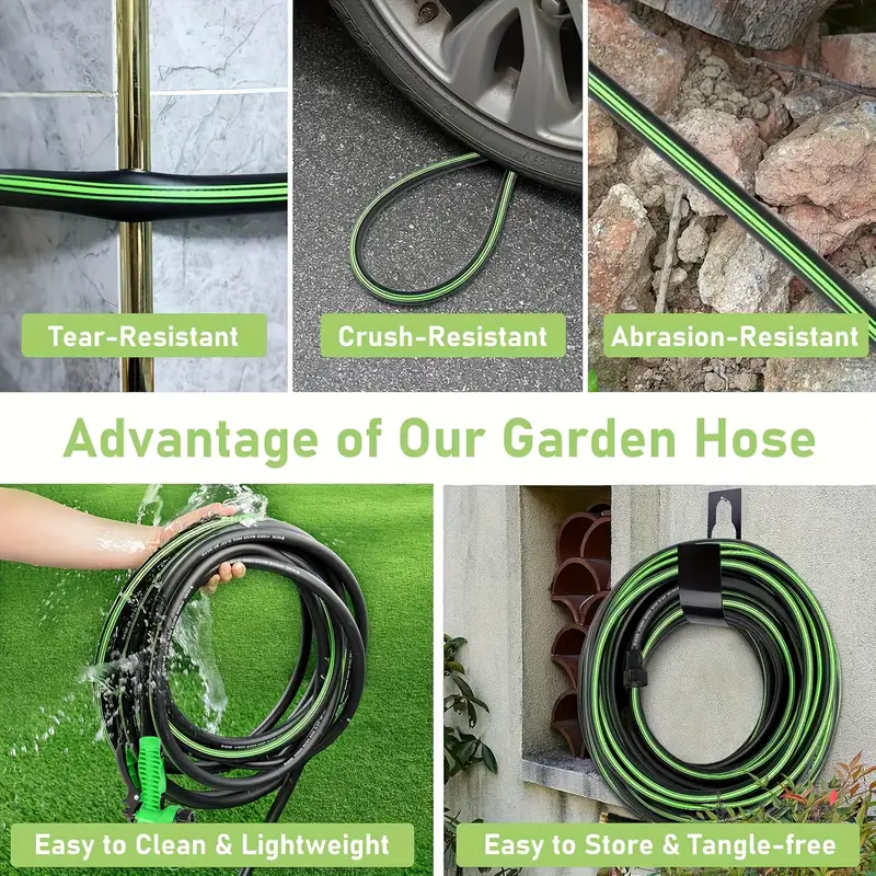 100ft garden hose 7 adjustable function nozzles leak proof design car washing water pipe garden watering water pipe garden watering water pipe suitable for outdoor such watering yard cleaning car washing pet bathing Product details 2