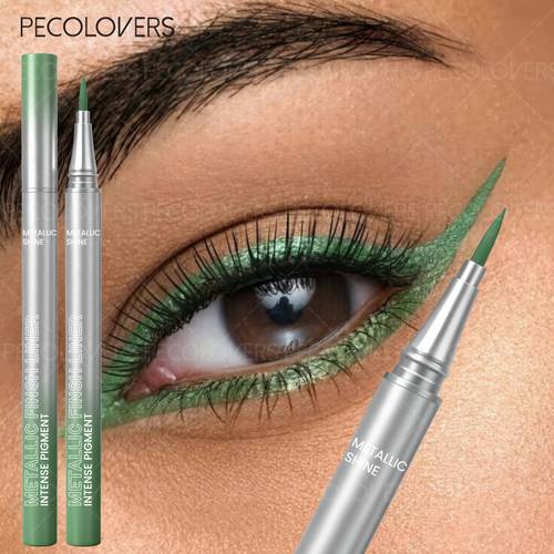 1pc 12 color metallic glitter liquid eyeliner waterproof long lasting non smudge eye pencil fashionable makeup for spring and summer