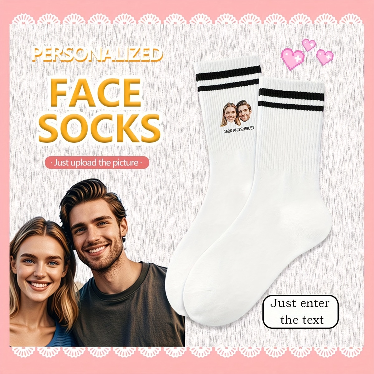 

Custom Photo Men's Crew Socks - Personalized, Funny & Creative Cartoon Design | Valentine's Day, Birthdays & Gifts | Comfortable & Breathable Polyester