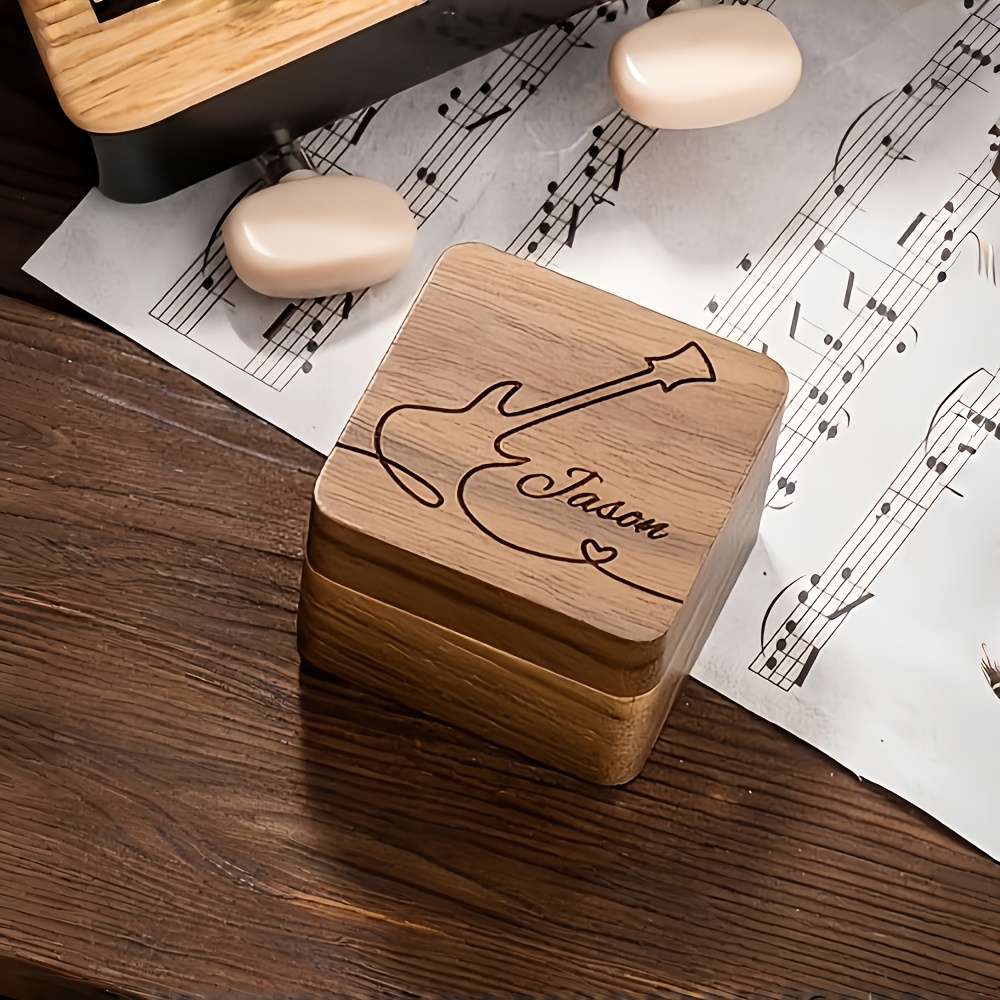 Personalized Wooden Guitar Picks And Magnetic Storage Box, Custom Name, A Birthday Gift For Guitarists