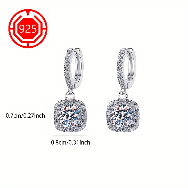 925 Silver Sparkling Square Tassel Drop Earrings