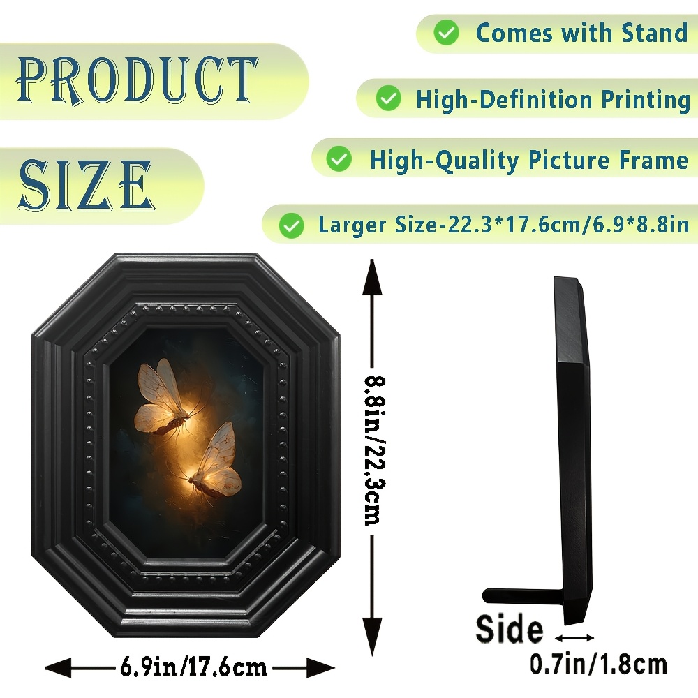 TEMU 1pc Gothic Victorian Octagonal Picture Frame With 2 Art - Acrylic Framed Wall Decor Suitable For Bedroom,, Office - Victorian Wall, Elegant Wall