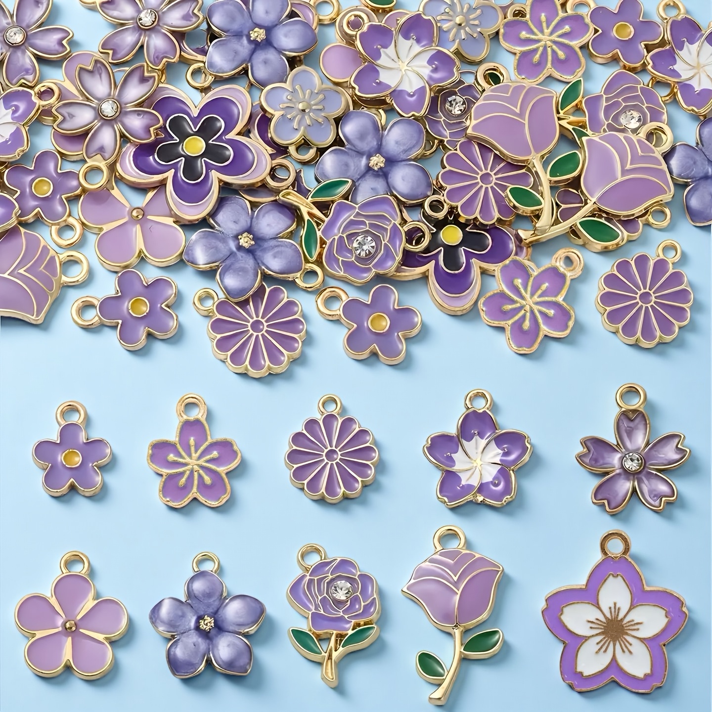 TEMU Lot de 20 pendentifs à breloques en alliage avec et effet goutte d'huile aléatoire pour DIY collier, bracelet, boucles d'oreilles, porte-clés, ,