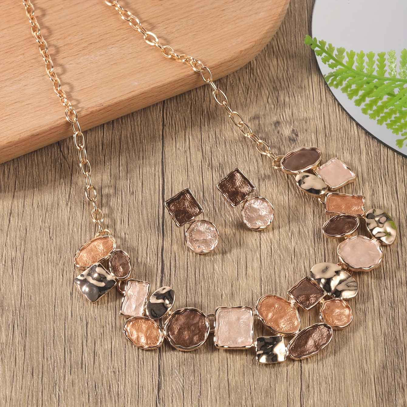 Geometric Circle Links Jewelry Set for Women
