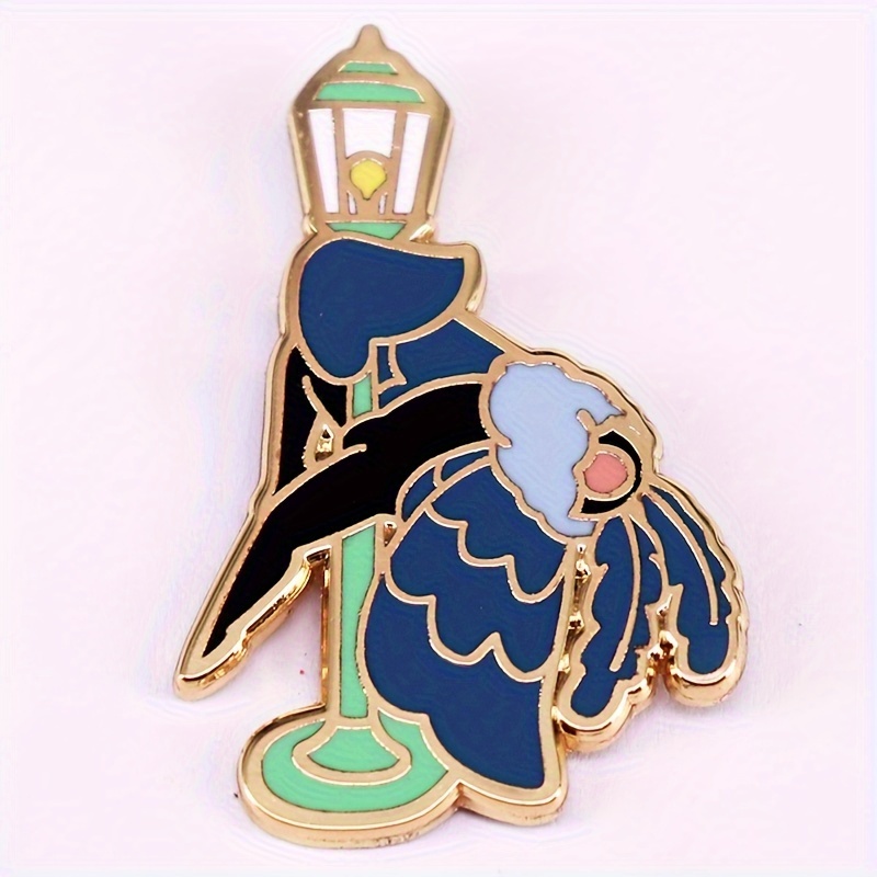 

Vintage Street Lamp Dancing Moth Man Enamel Pin - Zinc Alloy Uv Plated Brooch, No Mosaic - Stylish Daily Accessory For All Seasons