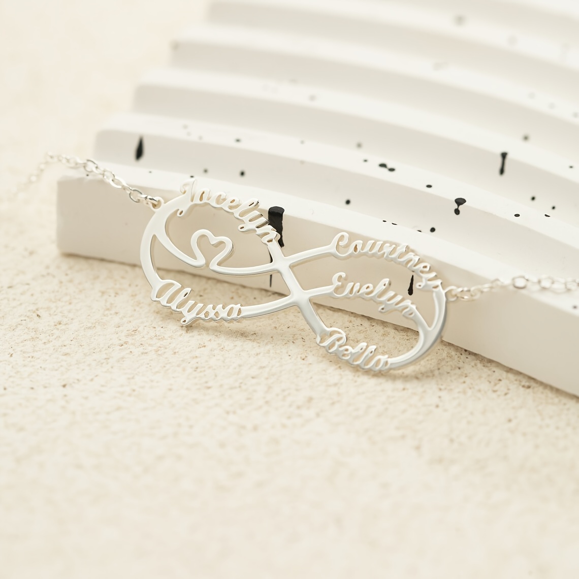 Custom Multi-Name Infinity Pendant Necklace, 304 Stainless Steel