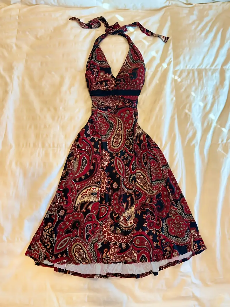 background paisley halter dress high waist large - Temu Cyprus background paisley halter dress high waist large - Temu Cyprus