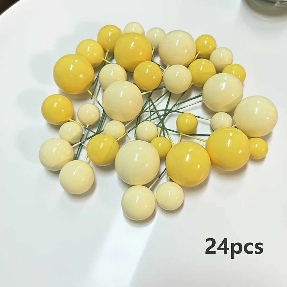 TEMU 24/36 Palline Gialle per Decorare Torte, Eleganti e Versatili, Abbelliscono Torte e Cupcake Senza Sforzo. Ideali per Matrimoni, Compleanni,