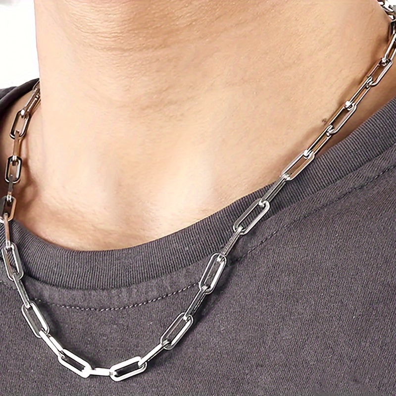 

Elegant Unisex Titanium Steel Chain Style Necklace - Rectangle , Fashion Accessory For Men And Women, No Plating - 1 Piece