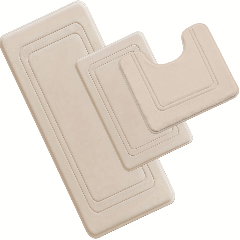 E-shop 3 Stück Memory Foam Super Saugfähige -Rutsch Badematten, Ultra Weiche Bequeme Premium Badezimmerteppiche für Badewanne Dusche, Badezimmer