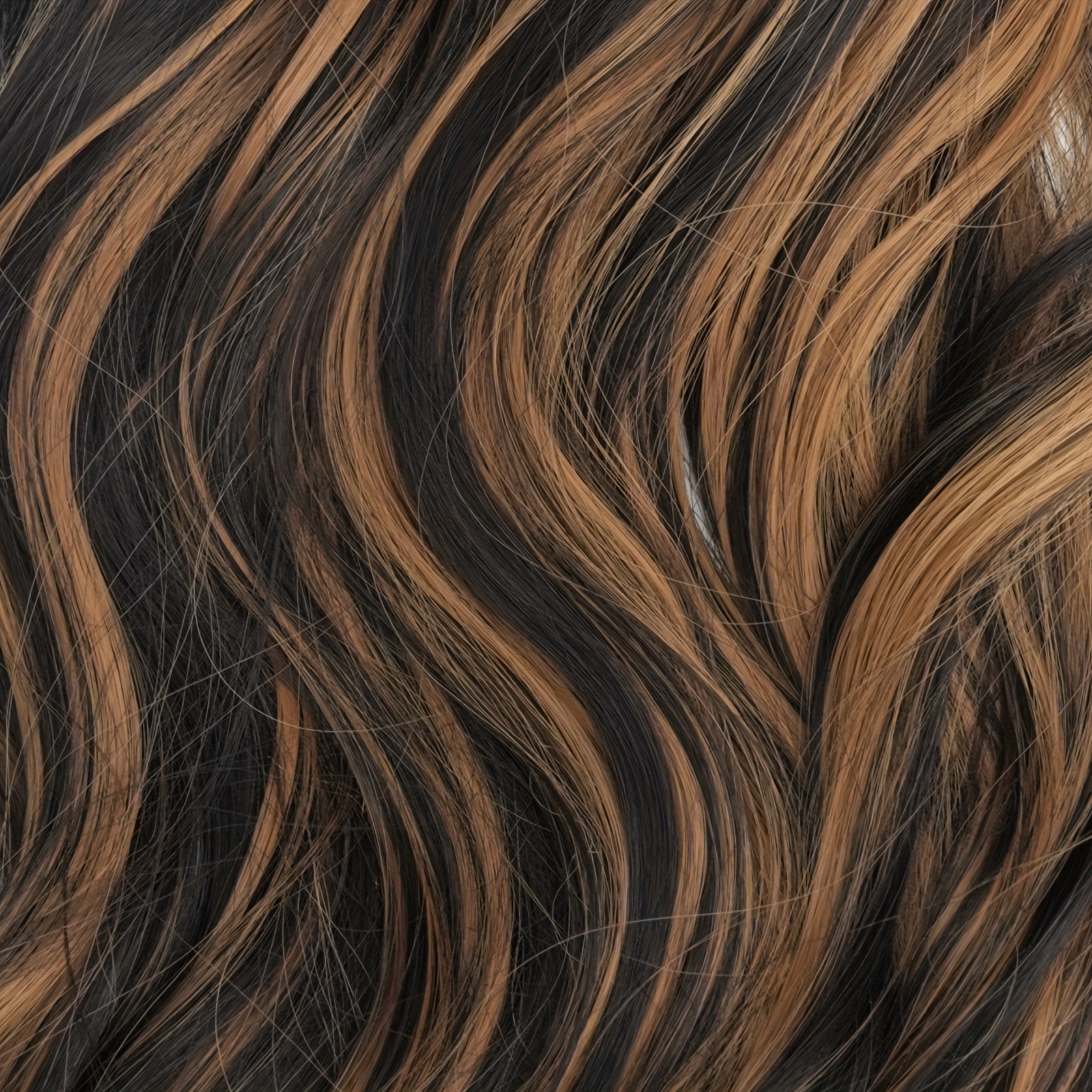 4pcs   clip in hair extensions 20 inch long wavy dark brown with golden highlights thick heat resistant synthetic hairpieces with 2 bb clips storage bag for women all   details 6