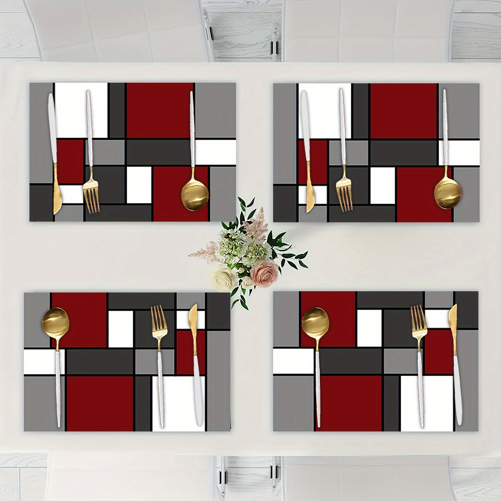 

4/6pcs Pattern Placemats, Decoration, Suitable For Banquets, , , Decorations, Decorations