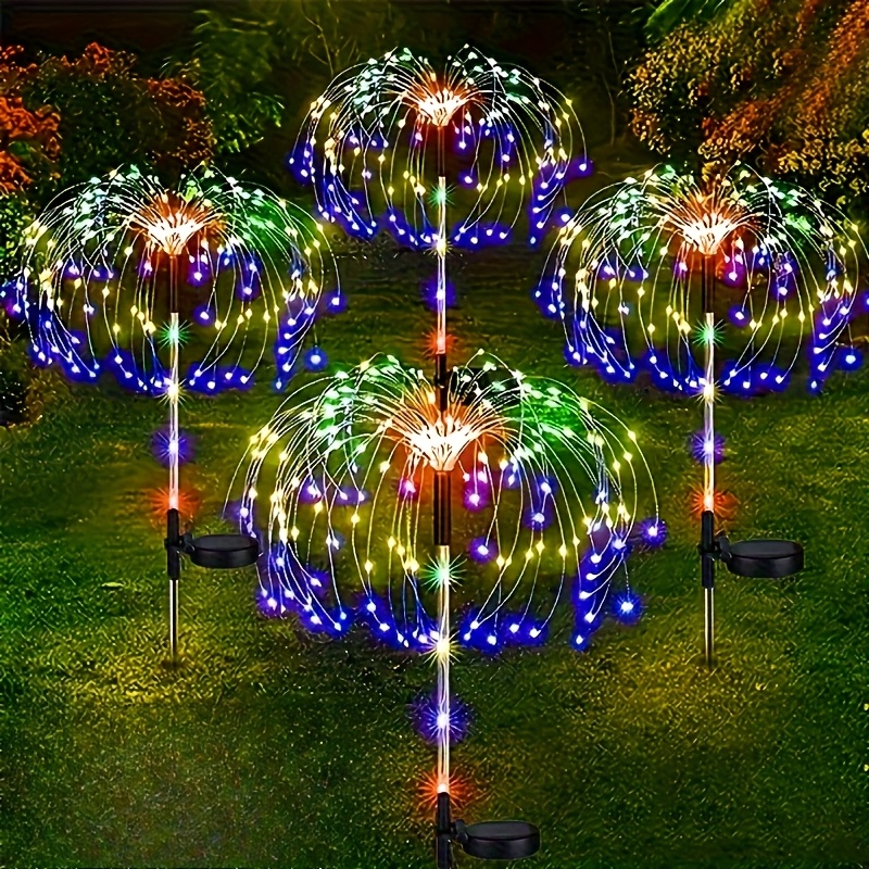 2 packs outdoor solar firework lights decoration for   gardens courtyards parties weddings holidays christmas decor solar ground lights lawn lights halloween decoration lights ambient lighting saving lighting Product details 0