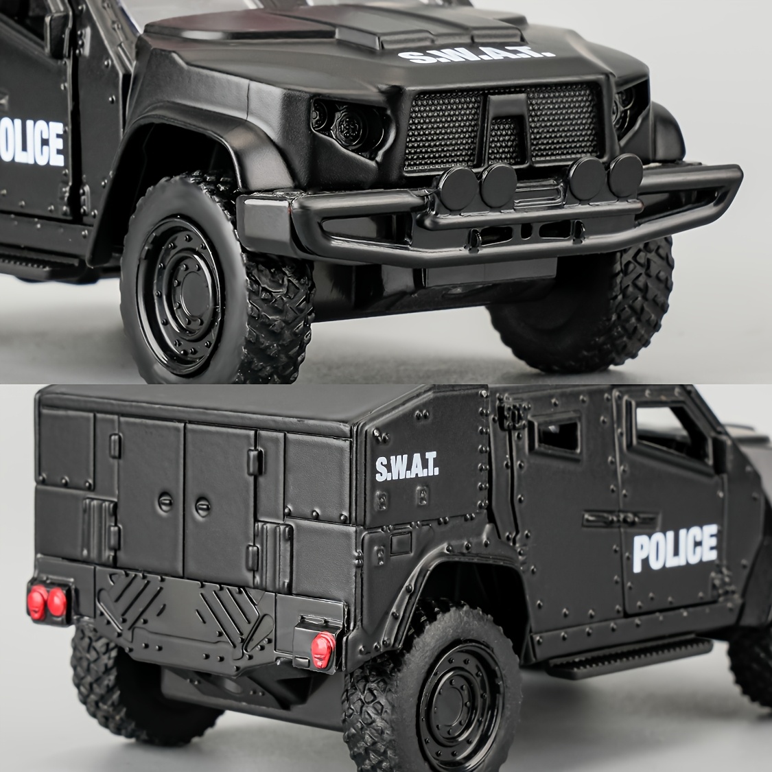 RMZCITY 1:36 Scale JLTV Armored Police Car Model - Durable Zinc Alloy Die-Cast, Pull Back Action, Available in Army Green/Ivory/Black - Ideal Birthday Gift for Boys and Girls