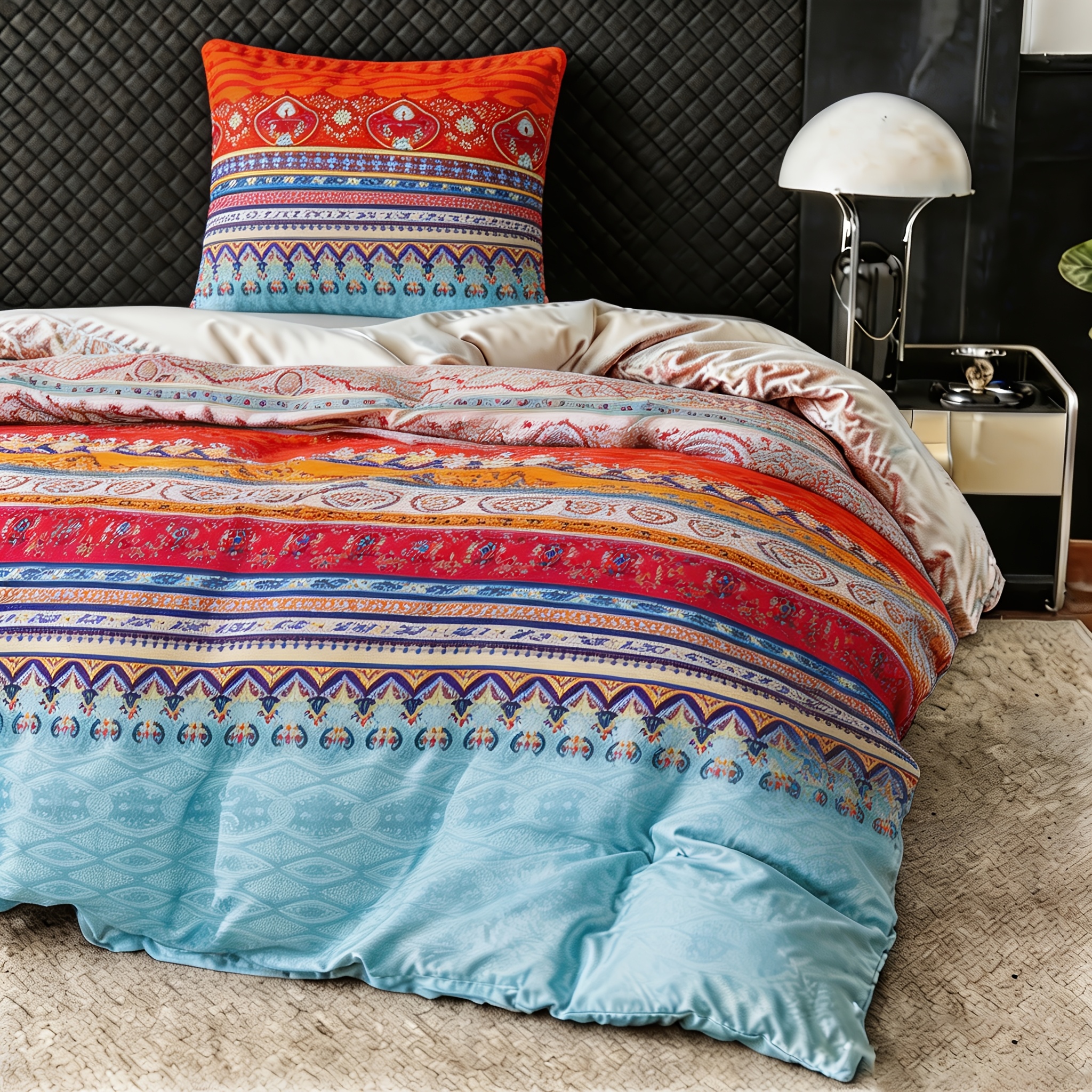 Image of 2/3pcs Set, Bohemian Style Microfiber Duvet Cover Set Soft Breathable, Machine Washable, Twin/full - Set Includes 1* Duvet Cover + 1/2* Pillowcase (80x80cm), Suitable For Students, Bedroom