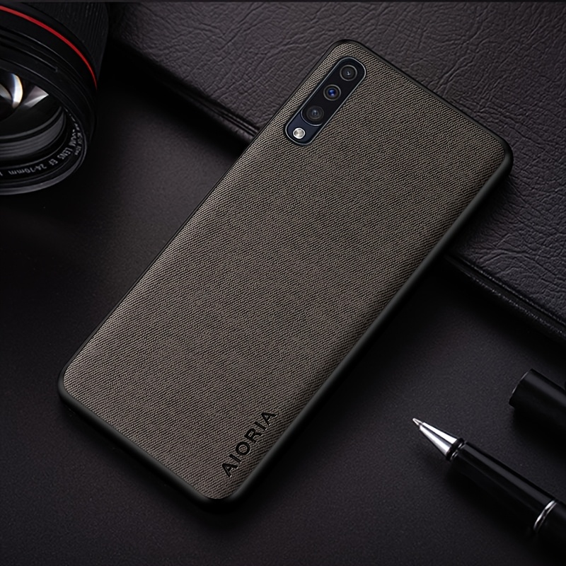 TEMU Stylish Simple Textile Faux Leather Phone Case For Galaxy A50 A70