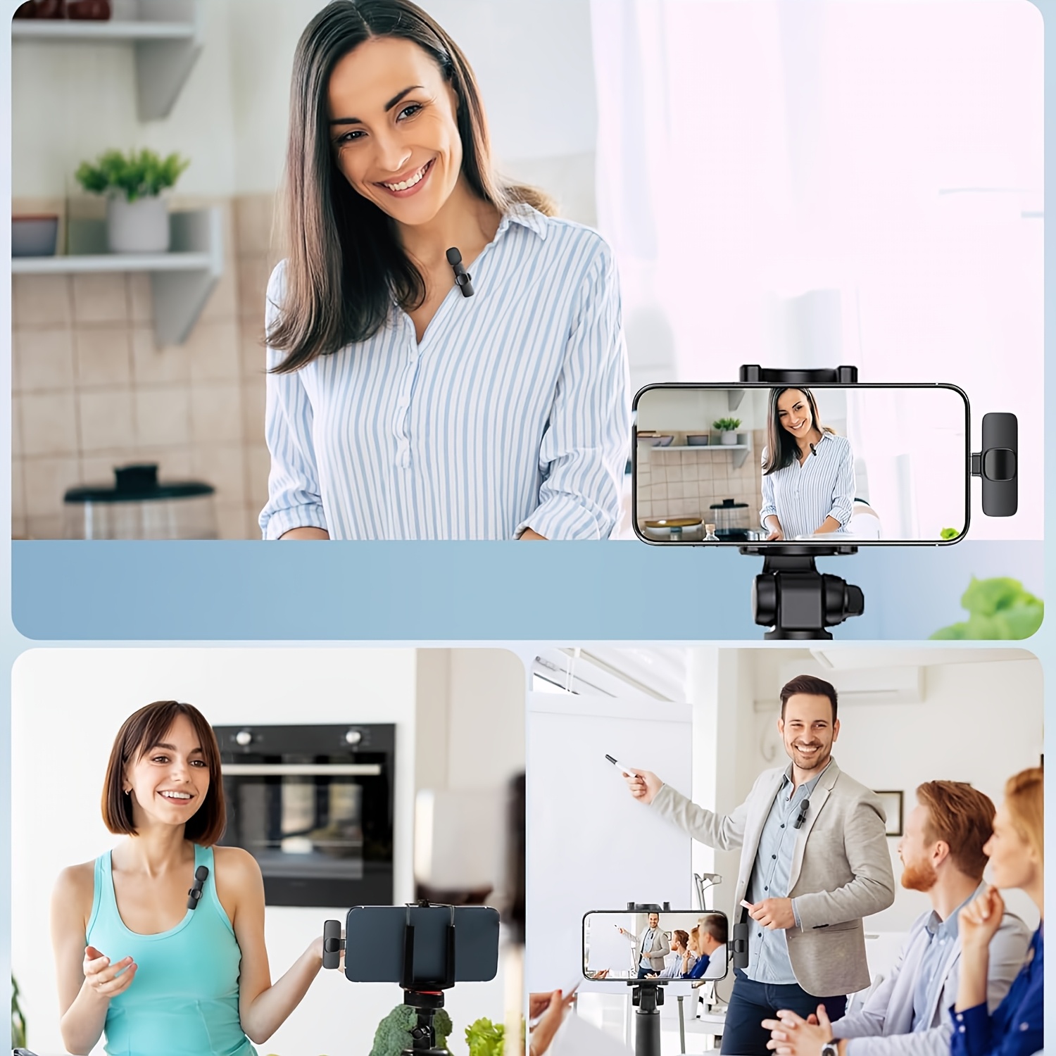 Wireless Lavalier Microphone with Omnidirectional Recording - USB-C Charging, Lithium Battery, Perfect for Smartphones, Tablets, Cameras, Interviews, Podcasts & Vlogs, Video Chatting | Modern Recording | Rechargeable Battery